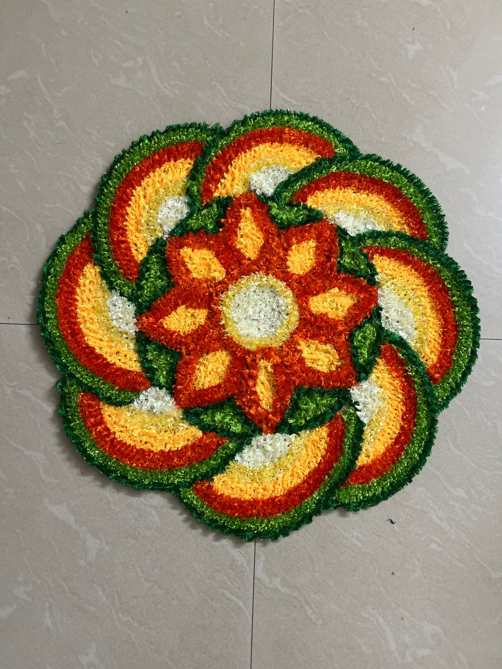 Fur Wool Marigold Round Pooja Aasan