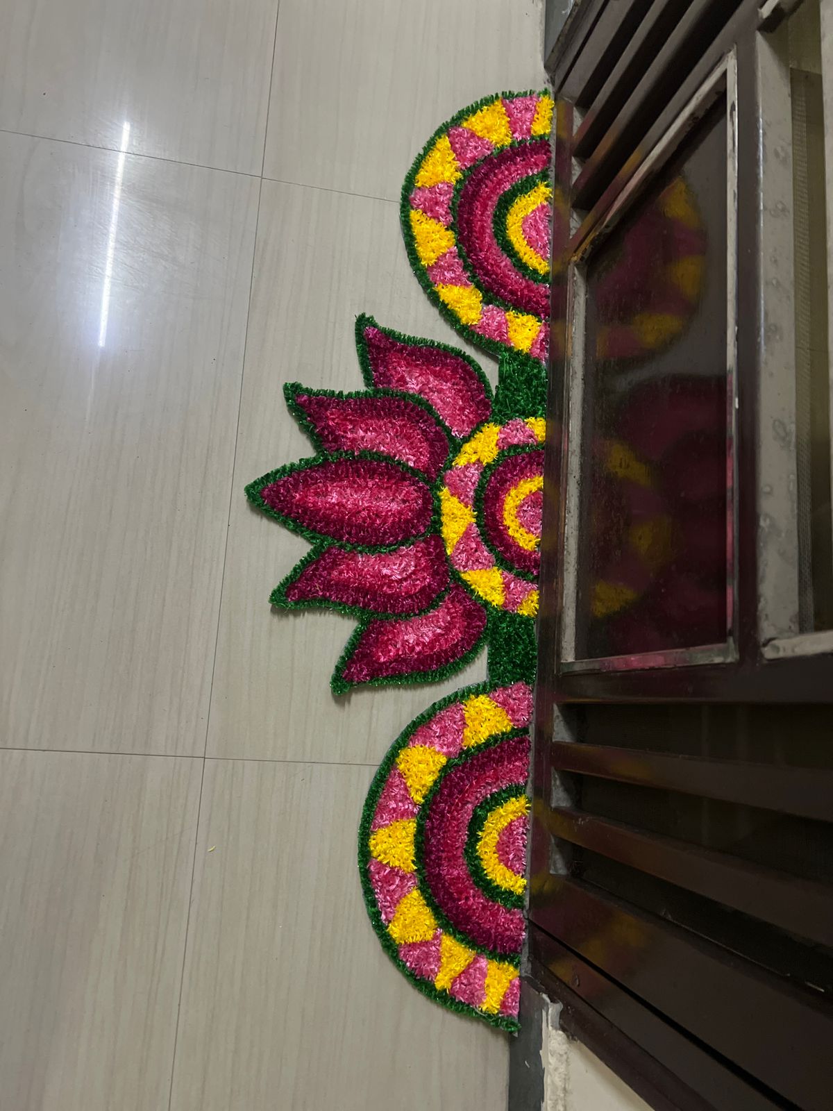 Fur Wool Pink Lotus 3-Piece Rangoli Set - View 2