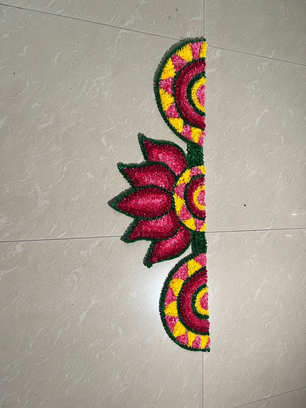 Fur Wool Pink Lotus 3-Piece Rangoli Set - View 3