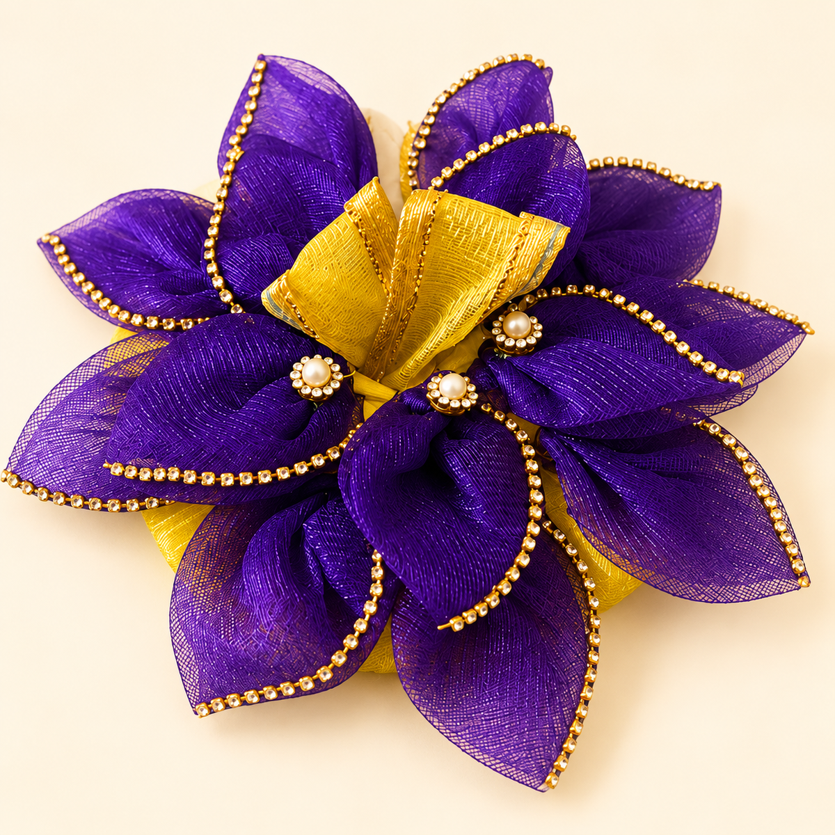 Royal Purple Lotus Petal Laddu Gopal Poshak with Golden Trim